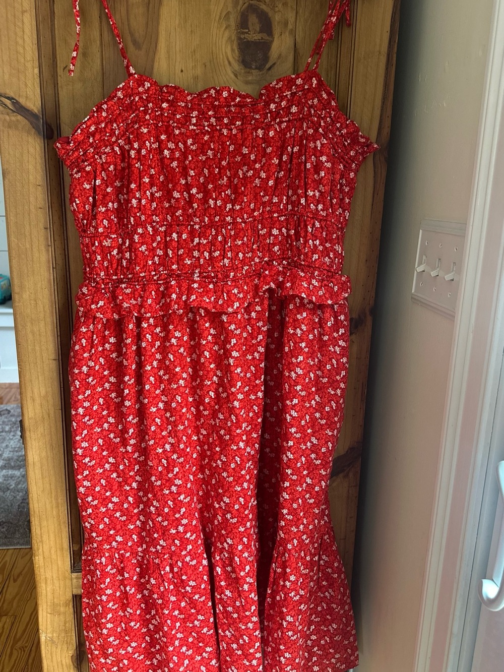 Women’s Cottagecore Red Floral Sundress Size XL